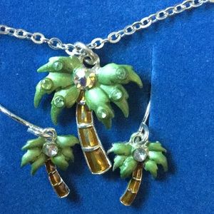 Palm tree necklace and earring gift set
